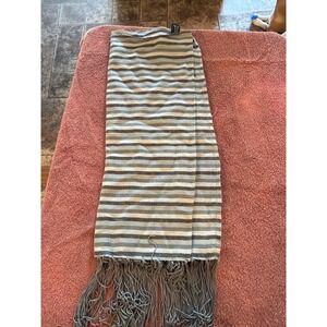 Cejon Accessories Striped Pashmina Wrap Scarf Grey Silver Metallic Gold Fringe